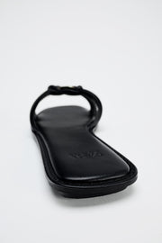 ZARA EMBELLISHED FLAT SLIDER SANDALS