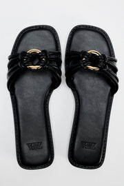 ZARA EMBELLISHED FLAT SLIDER SANDALS