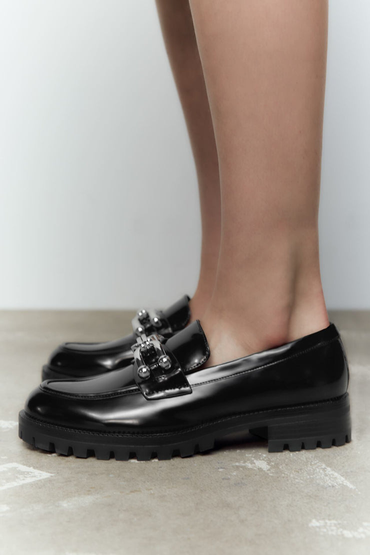 Zara Embellished Track Sole Loafers