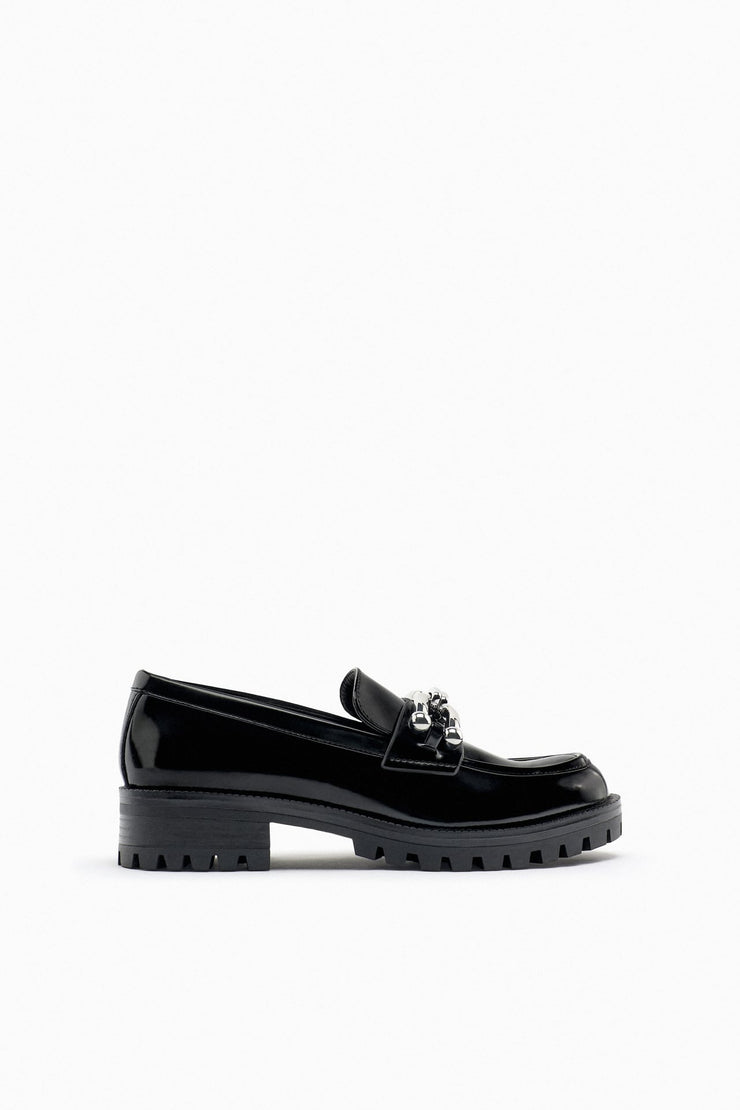 Zara Embellished Track Sole Loafers