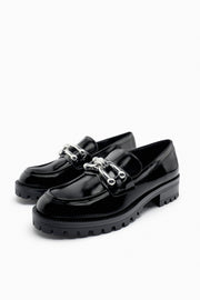 Zara Embellished Track Sole Loafers