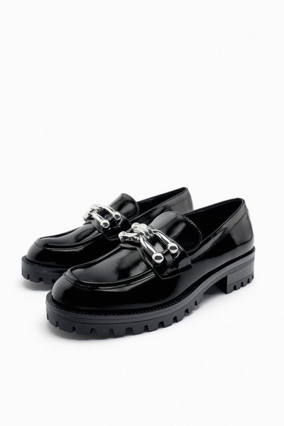 Zara Embellished Track Sole Loafers