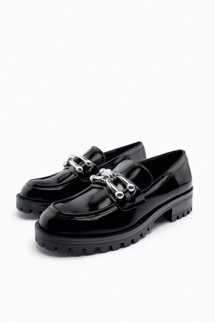 Zara Embellished Track Sole Loafers