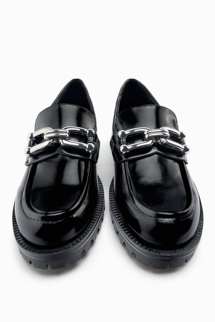 Zara Embellished Track Sole Loafers