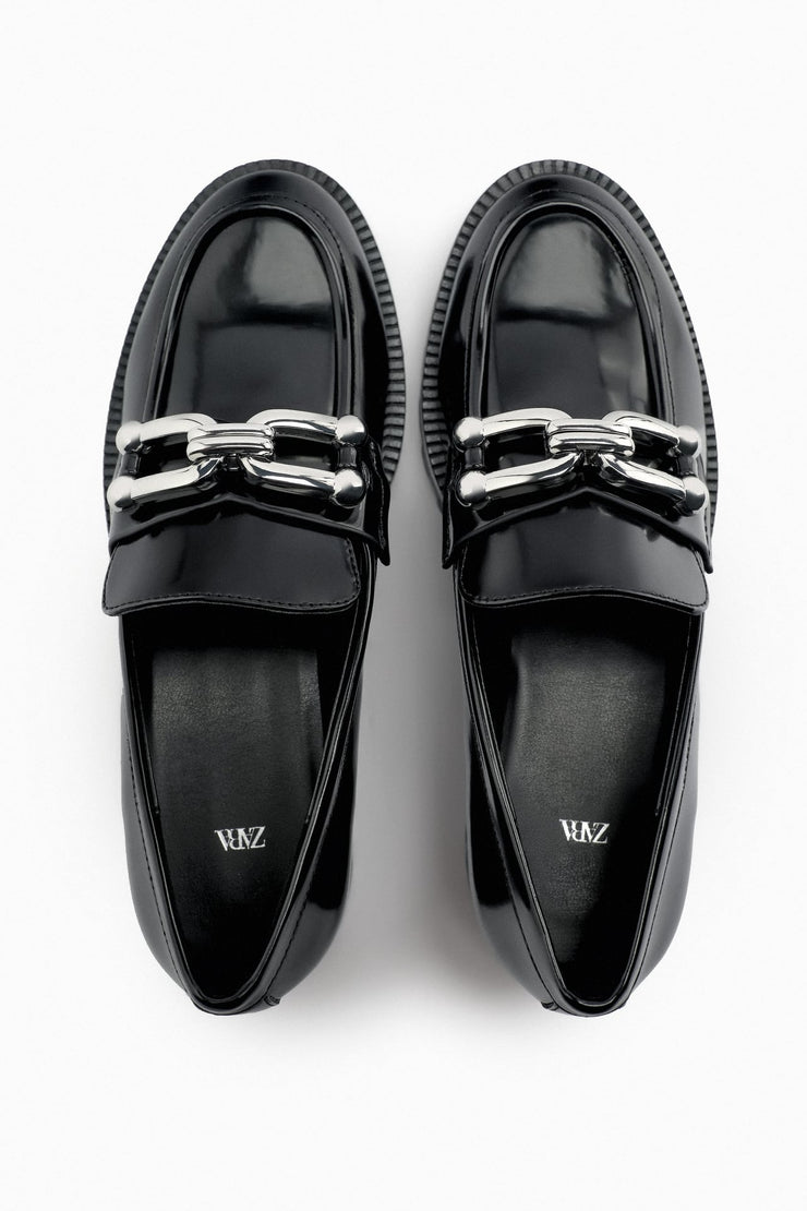 Zara Embellished Track Sole Loafers