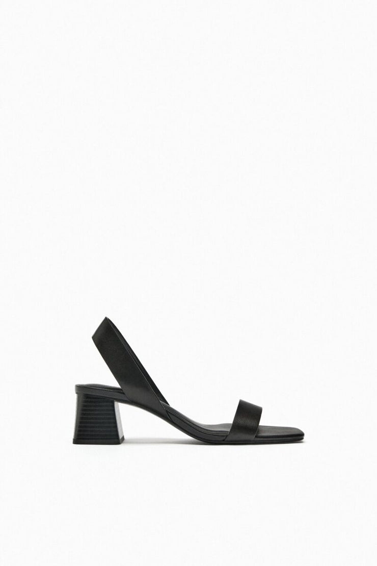 Zara Leather Sandals with Block Heels
