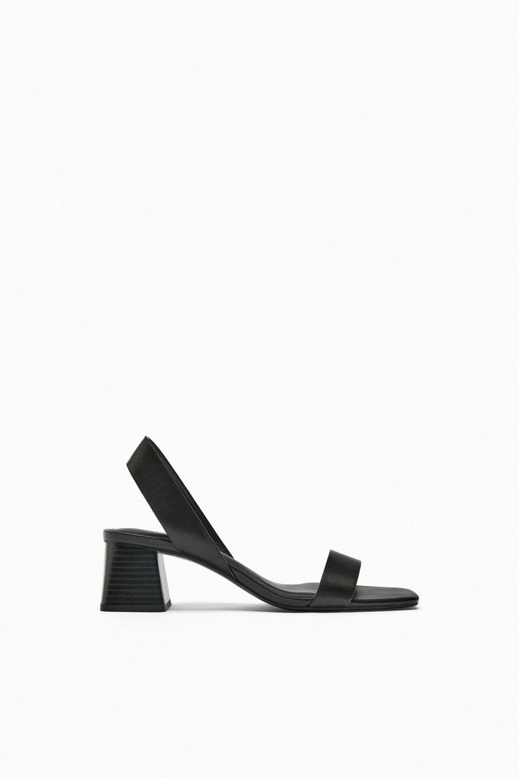 Zara Leather Sandals with Block Heels