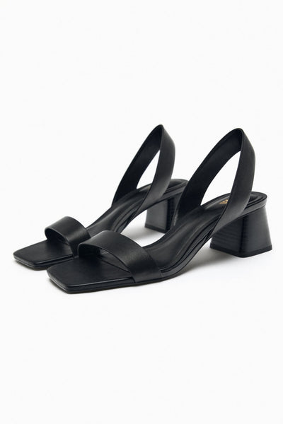 Zara Leather Sandals with Block Heels