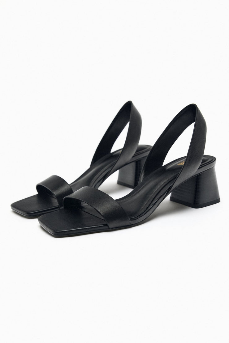 Zara Leather Sandals with Block Heels