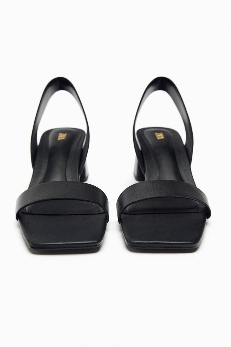Zara Leather Sandals with Block Heels