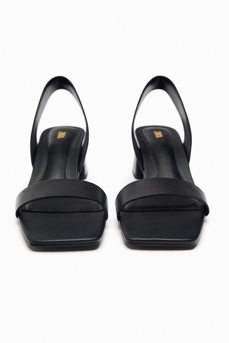 Zara Leather Sandals with Block Heels