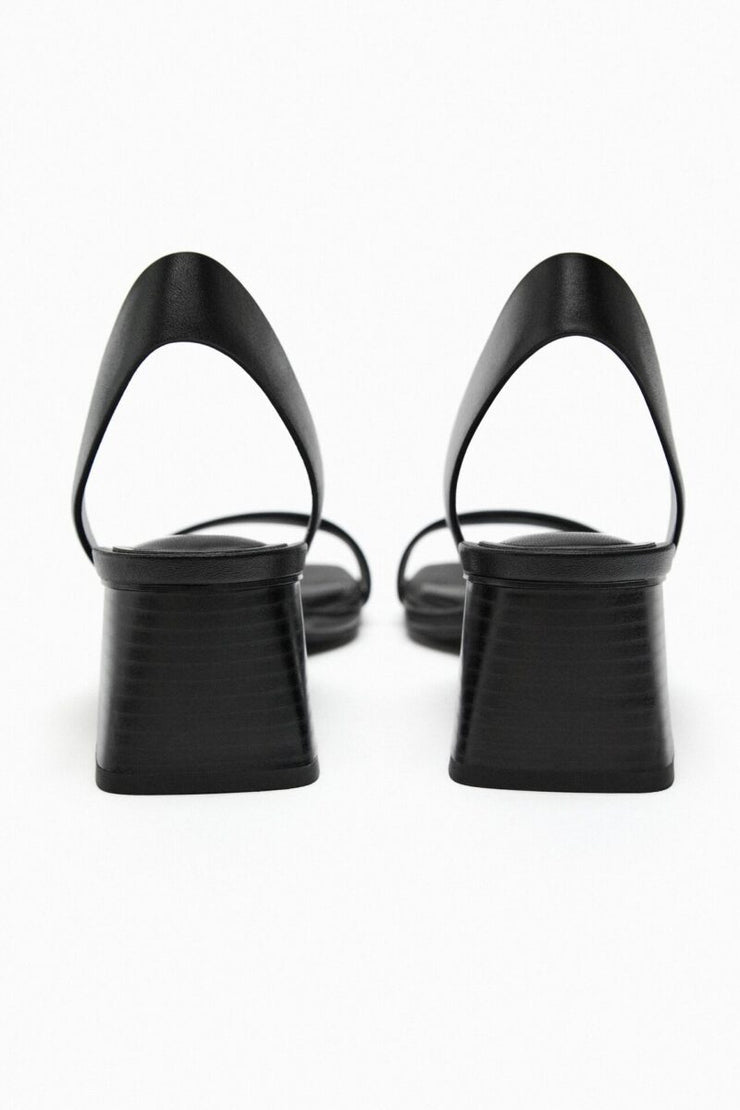 Zara Leather Sandals with Block Heels