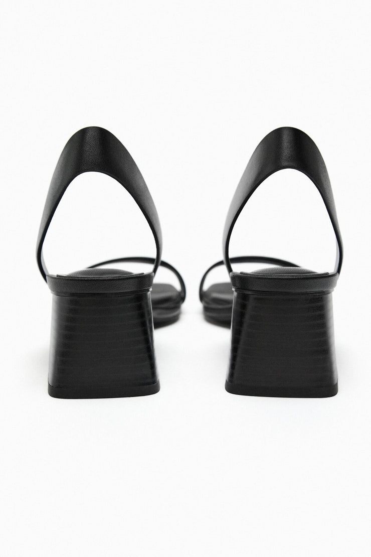 Zara Leather Sandals with Block Heels