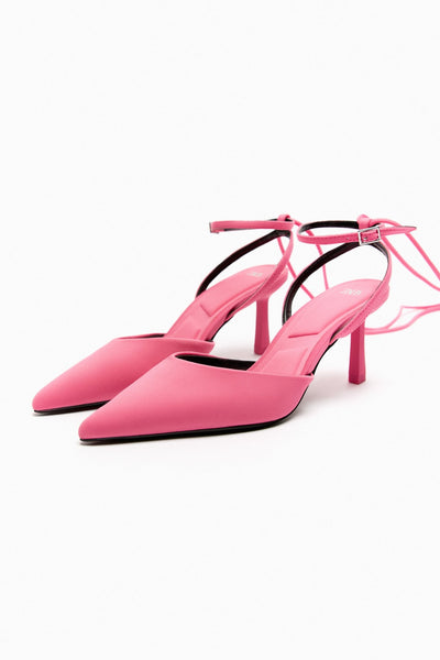 Zara High Heel Fabric Slingback Shoes
