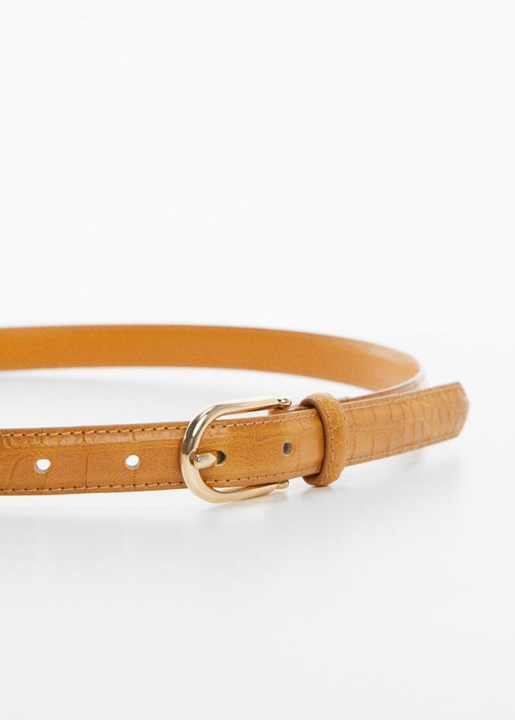 Mango Buckle Skinny Belt