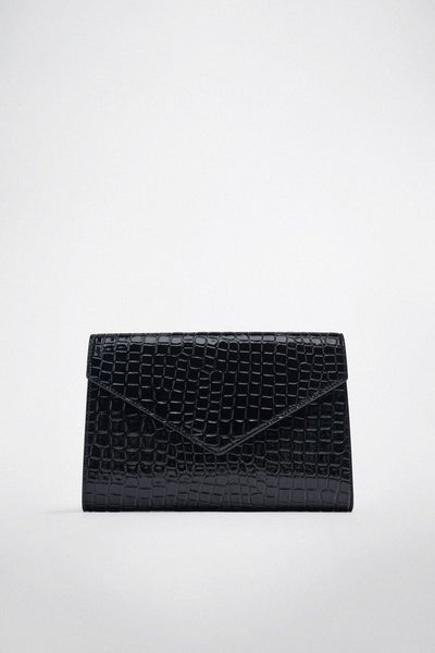 Zara MOCK CROC MAXI CLUTCH BAG