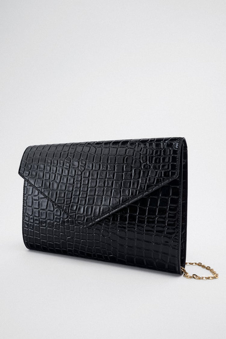 Zara MOCK CROC MAXI CLUTCH BAG