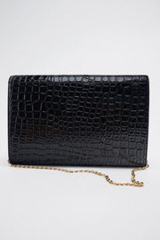 Zara MOCK CROC MAXI CLUTCH BAG