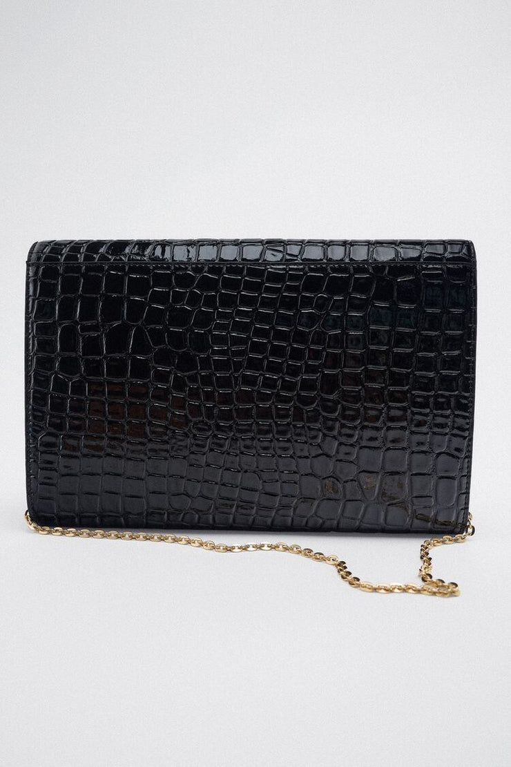 Zara MOCK CROC MAXI CLUTCH BAG