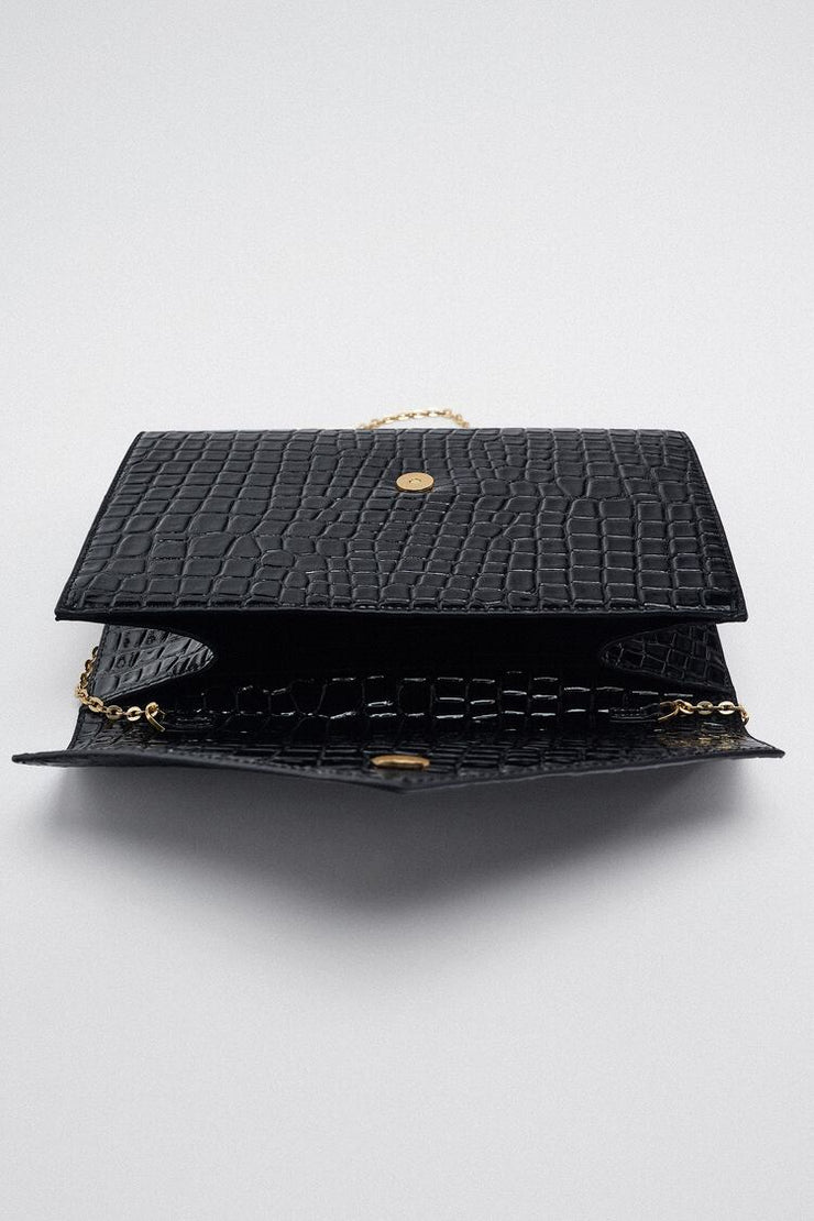 Zara MOCK CROC MAXI CLUTCH BAG