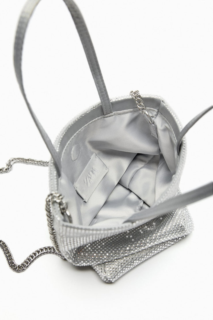 Zara MINI TOTE BAG WITH RHINESTONES