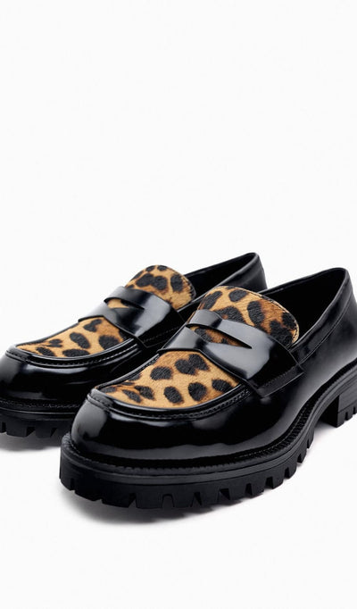 Zara Animal Print Loafers