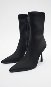 Zara Heeled Nylon Ankle Boots