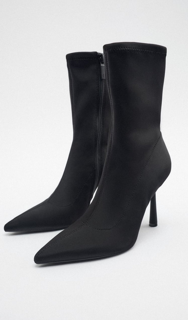 Zara Heeled Nylon Ankle Boots