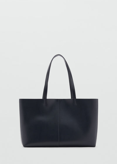 Mango Leather Effect Shopper Bag