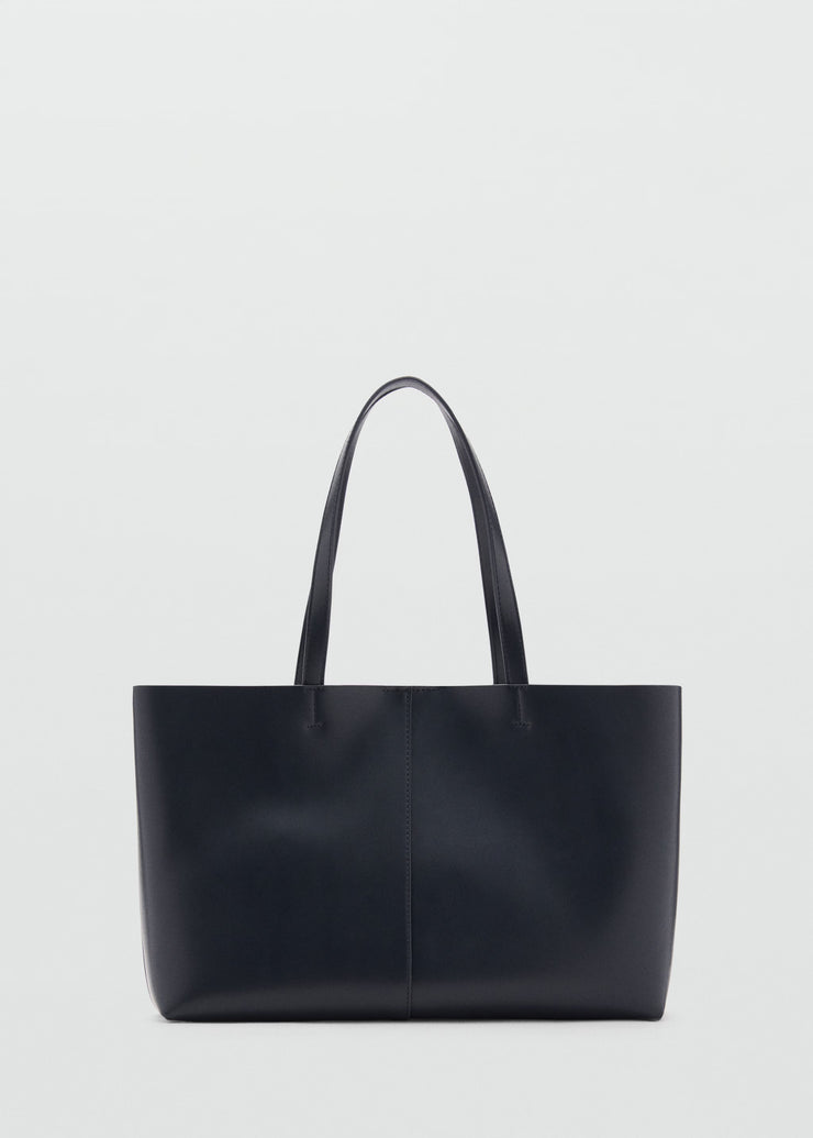 Mango Leather Effect Shopper Bag