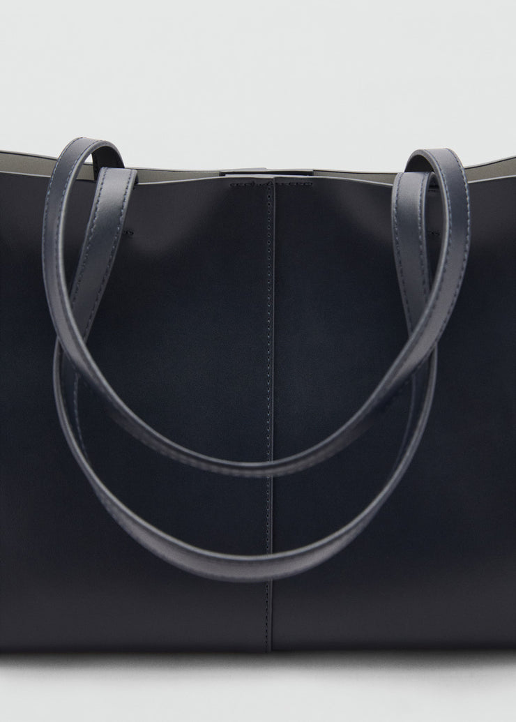 Mango Leather Effect Shopper Bag