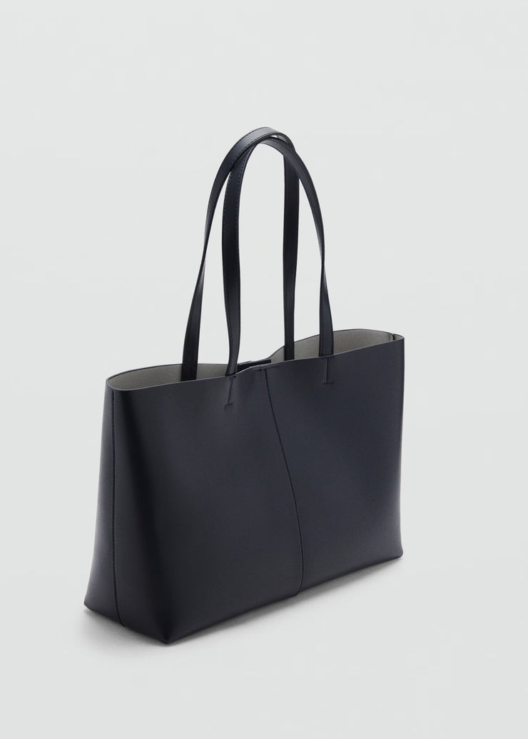 Mango Leather Effect Shopper Bag