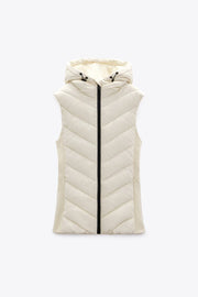 Zara FITTED PUFFER GILET WITH HOOD