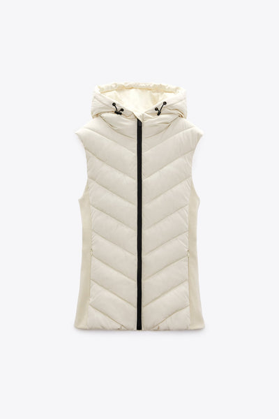 Zara FITTED PUFFER GILET WITH HOOD