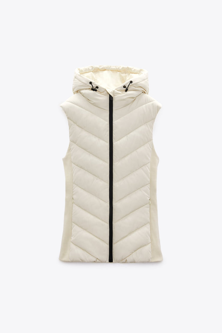 Zara FITTED PUFFER GILET WITH HOOD