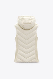 Zara FITTED PUFFER GILET WITH HOOD