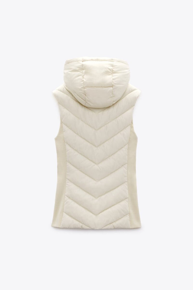 Zara FITTED PUFFER GILET WITH HOOD
