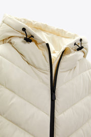 Zara FITTED PUFFER GILET WITH HOOD