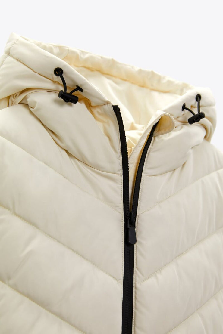 Zara FITTED PUFFER GILET WITH HOOD