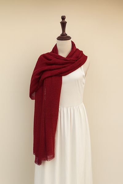 Crimps Full Size Hijab - Cherry Red