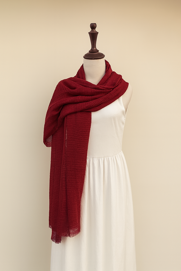 Crimps Full Size Hijab - Cherry Red