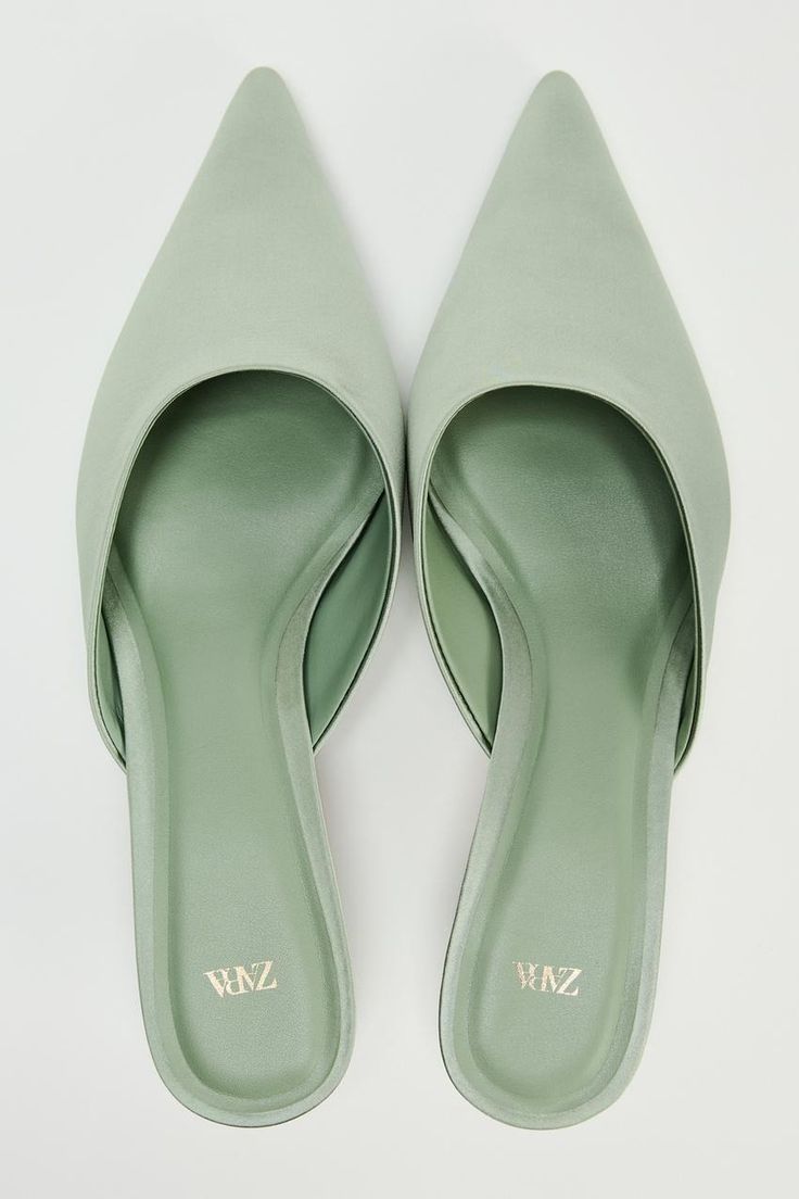 Zara Kitten Heel Fabric Mules