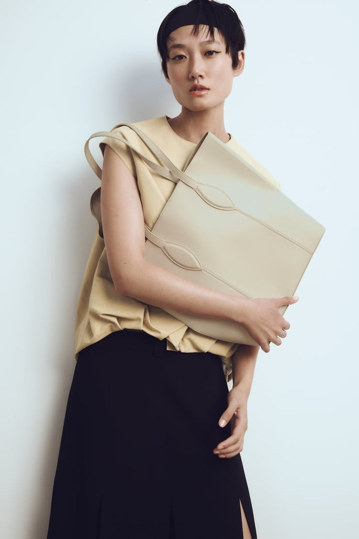 Zara Tote Bag with Topstitching