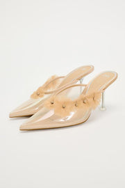 Zara Vinyl High Heel Shoes with Floral Detail