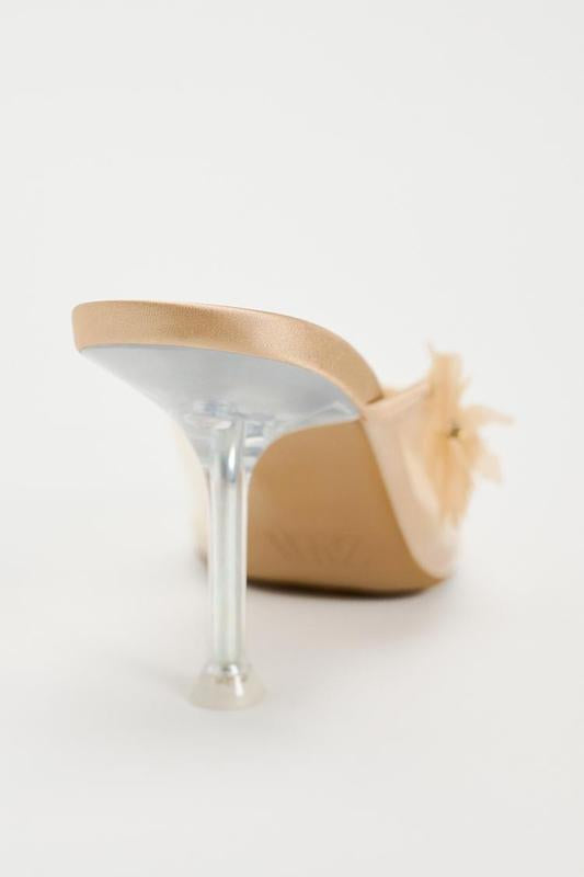 Zara Vinyl High Heel Shoes with Floral Detail