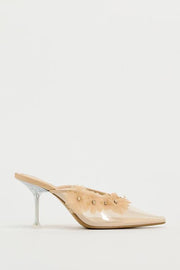 Zara Vinyl High Heel Shoes with Floral Detail