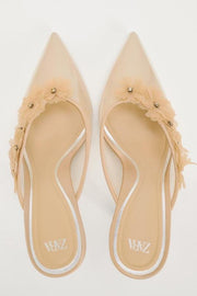 Zara Vinyl High Heel Shoes with Floral Detail
