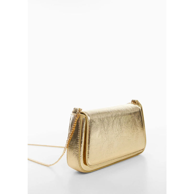 Mango Gold Clutch Bag with Chain