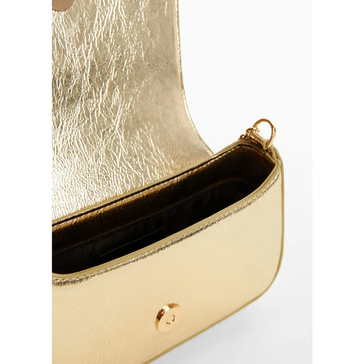 Mango Gold Clutch Bag with Chain