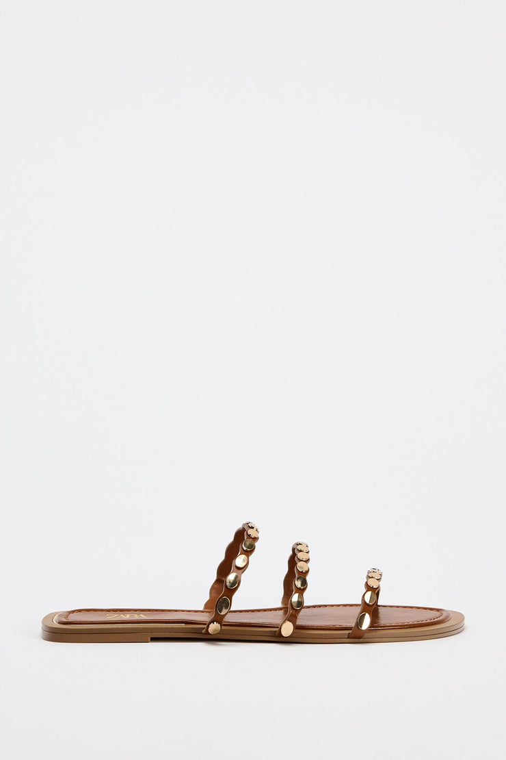 Zara TRIPLE-STRAP FLAT SANDALS